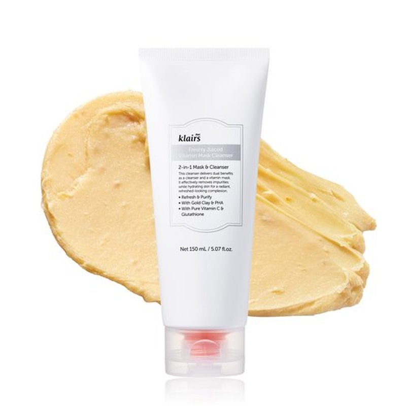 DearKlairs Freshly Juiced Vitamin Clay Mask Cleanser, Deep Pore Wash, Clear Radiant Skin, Tangerine Peel Powder, PHA, Niacinamide, 5.07 Fl Oz (Pack of 1)