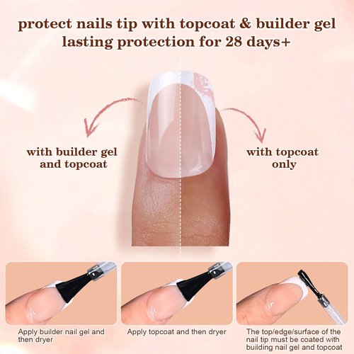Dsixnails Short Pink Glitter Base Soft Gel Nail Tips, 150Pcs Square French Tip Press On Nails, Pre-Lasting Acrylic Fake Nails, Soak Off Full Cover Nails Extension for Women Girl 15Sizes