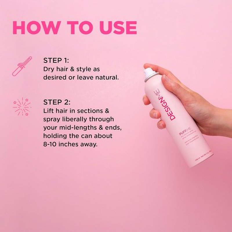 DESIGNME PUFF.ME Volumizing Dry Texture Spray - Light Hold Hairspray for Fine Hair | Color Safe & Paraben Free (7 Oz)