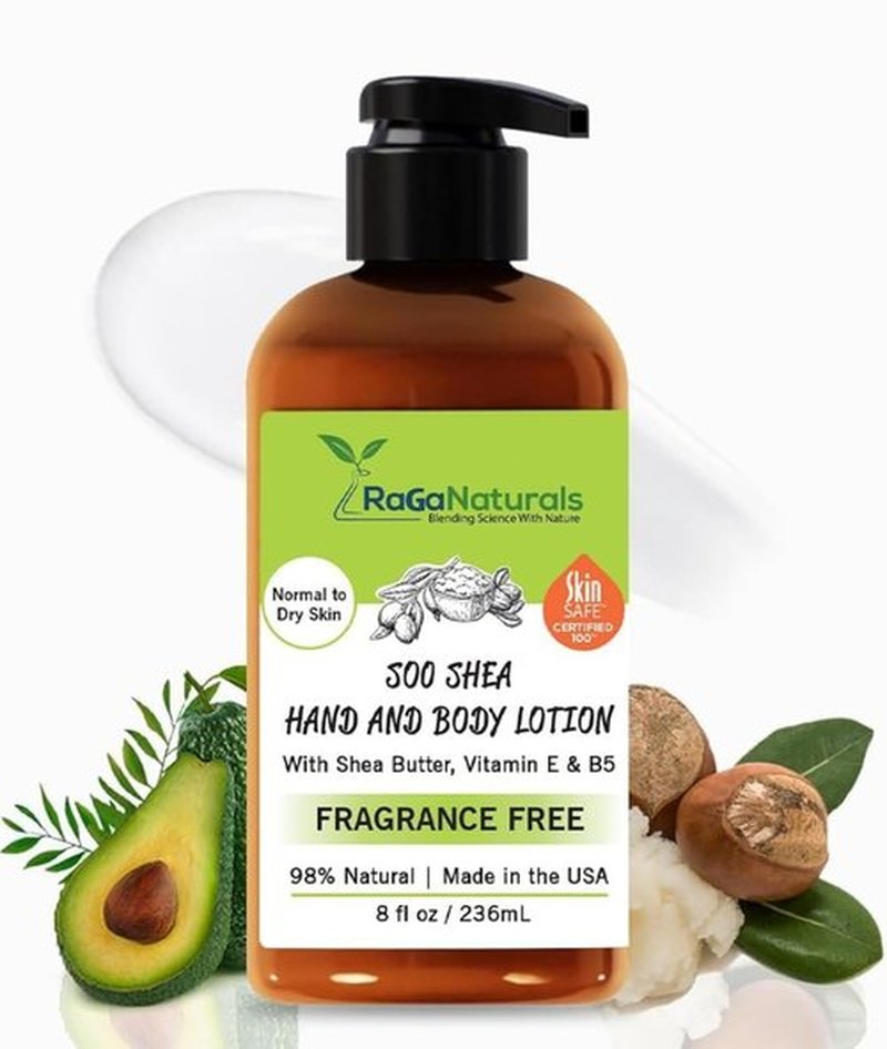 RaGaNaturals Body Lotion - Natural Unscented Hydrating Moisturizer with Shea Butter & Vitamin E - 8 Oz