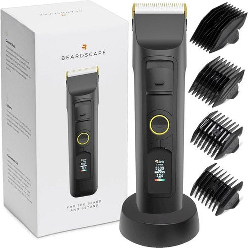 Brio Beardscape V2 Beard Trimmer - Cordless Professional Hair Trimmer with Low Friction Ceramic Blade | 4-Hour Battery Life, Ideal for Beard & Body (Black)