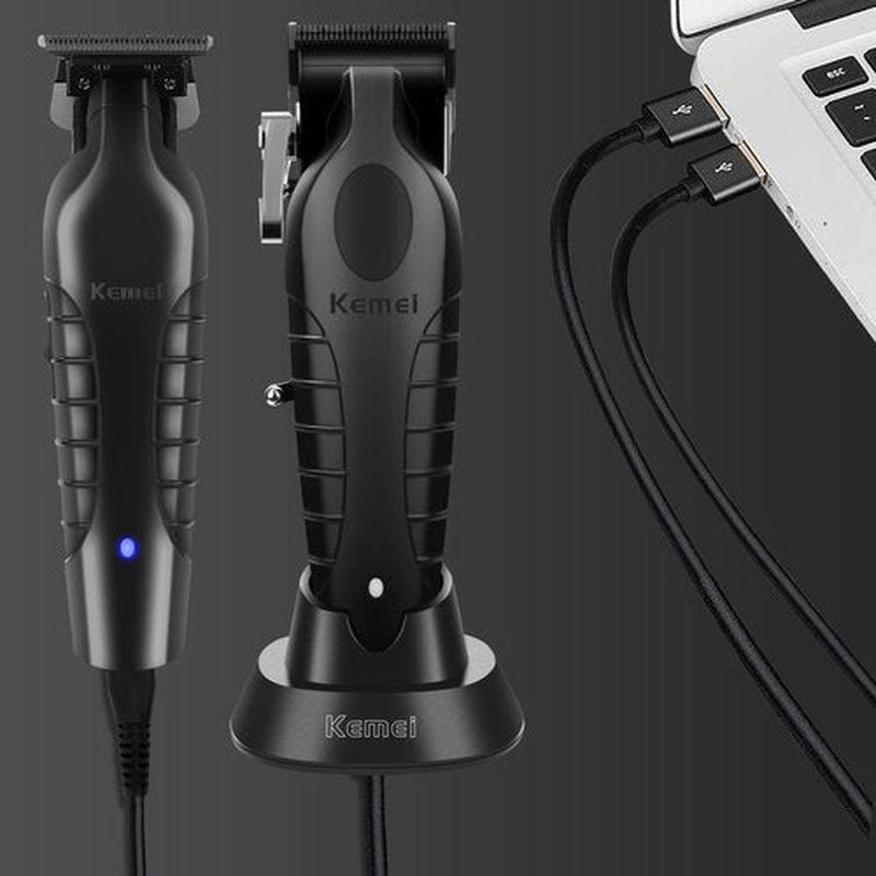 KEMEI Hair Clippers and Trimmers Set Professional, Barber Clipper for Hair Cutting, Rechargeable Electric Trimmers for Men, T-Blade Grooming Kit with 11 Guide Combs for Family