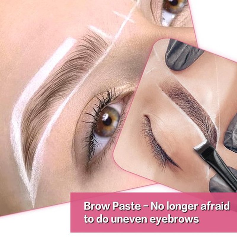 QUEEJOY 20g White Brow Mapping Paste Brow Contour Paste Brow Lip Shape Position Tool,2pcs Eyebrow Brush Set, Mapping Tool for Sketching Contouring the Eyebrow and Lip