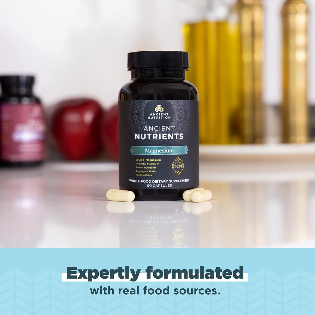 Ancient Nutrition Magnesium Supplement - 300mg with Vitamin D for Immune Support | 90 Capsules, Paleo & Keto Friendly