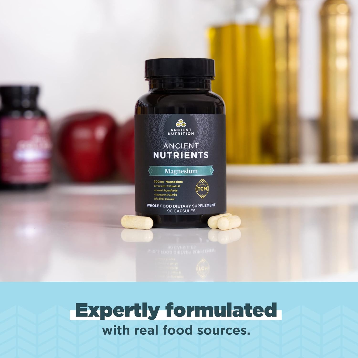 Ancient Nutrition Magnesium Supplement - 300mg with Vitamin D for Immune Support | 90 Capsules, Paleo & Keto Friendly