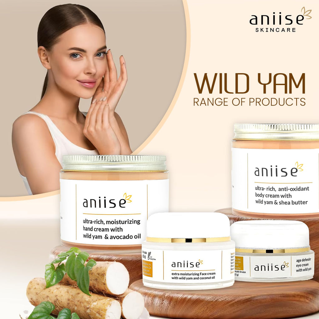Aniise Wild Yam Extra Moisturizing Face Cream with Coconut Oil - Wild Yam Cream for Menopause & Menstrual Relief - Stabilizes Hormone Levels - Anti-Aging Cream for Very Dry Skin - 1 oz
