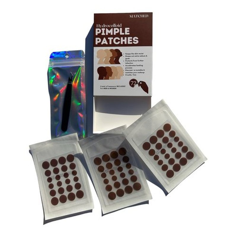 MATCHED Hydrocolloid Pimple Patches-Invisible Acne Patches for Face, 3 Sizes, 72-Count (1 Pack),Zit patches that match Skin tone for Daytime Use, for proactive acne treatment (NRB)