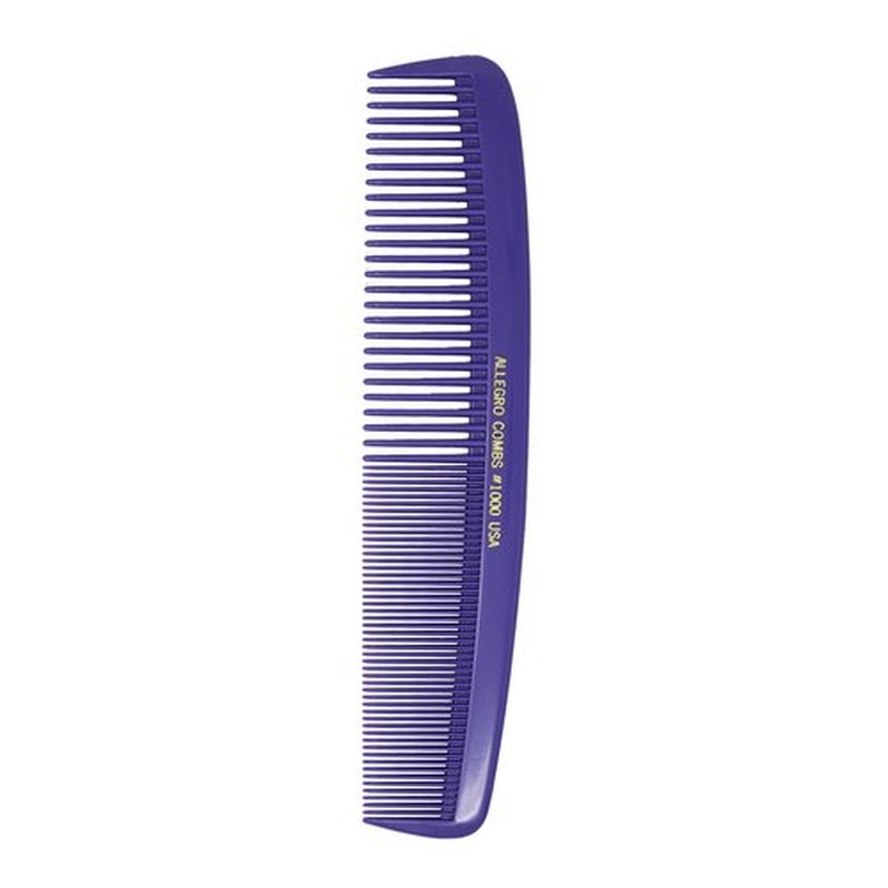 Allegro Combs 1000 X-Large Styling Comb Hair Cutting Barber Stylist Combs All Purpose Wide And Fine Tooth Made In The USA. 1 Pc. (Purple)