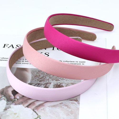 Lawie 16 Pack Multicolor Satin Cloth Fabric Covered Thin Slim Plain Plastic Headband Hair Band Hoops Base for Women Men Girls Teens Kids Hair Accessories (Multicolor B, Width: 2 cm / 0.8")