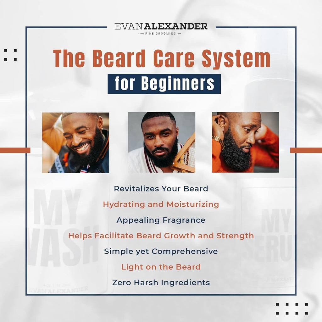 Evan Alexander Grooming MY Beginner’s Beard Kit - Hydrates and Moisturizes - Beard Growth Kit - Simple and Easy Beard Grooming Set - Personal Hygiene Products for Men - Great Fragrance