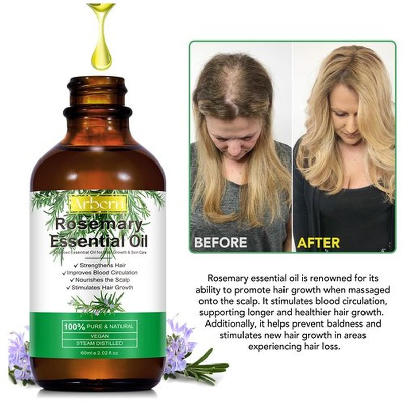 2 Pack Organic Rosemary Oil for Hair Growth,100% Pure Rosemary Essential Oil for Eyebrow and Eyelash Nourishes The Scalp