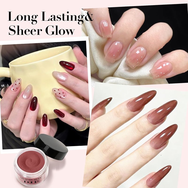 AZUREBEAUTY Dip Powder Set - 6 Pcs Blush Pink Jelly Dipping Powder for Salon-Quality Nail Art