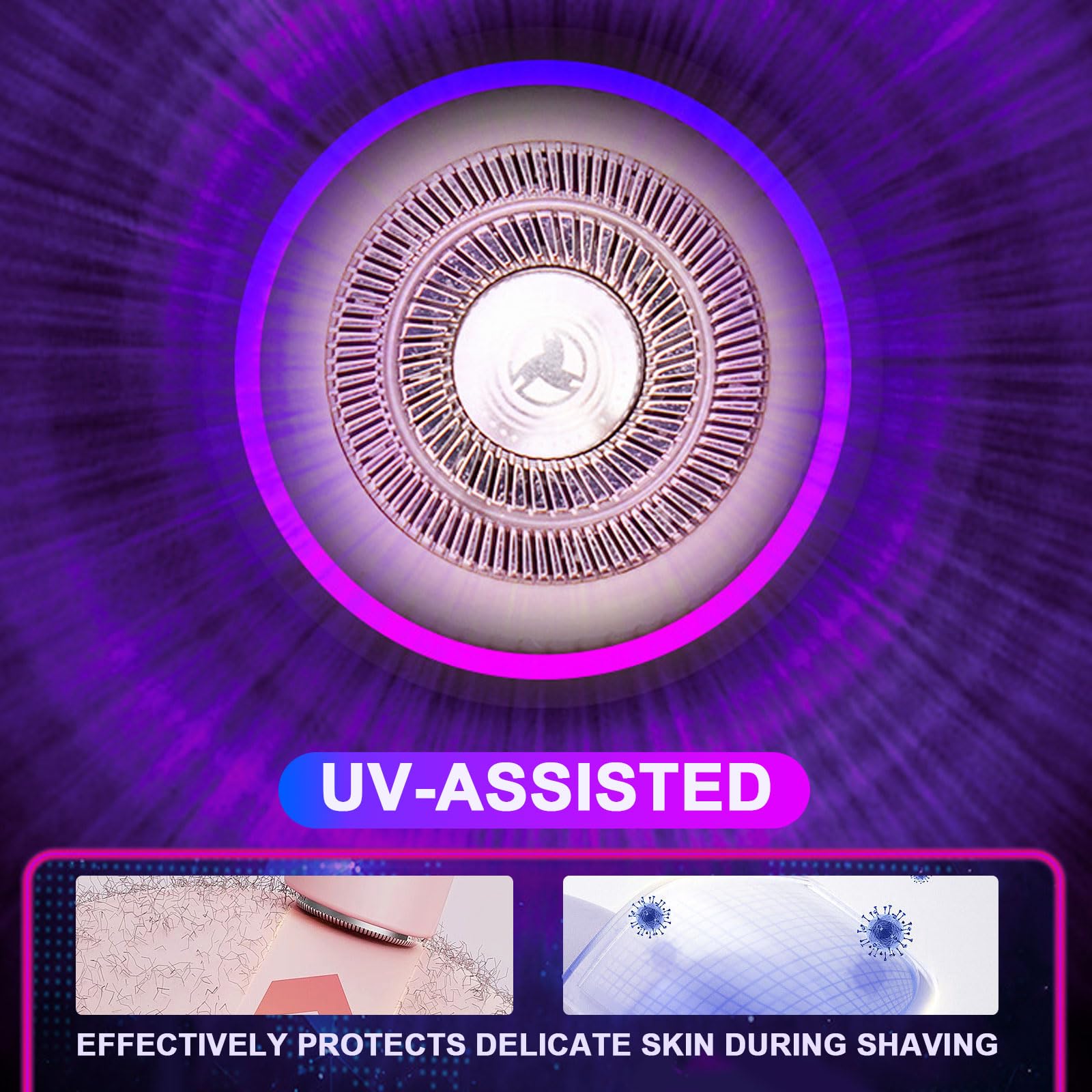 BloomlyPro Facial Hair Remover, Gentle Micro-Trimming with Led Light, Portable Design, Painless Electric Face Razor for Coarse Hair (Skin Tone)