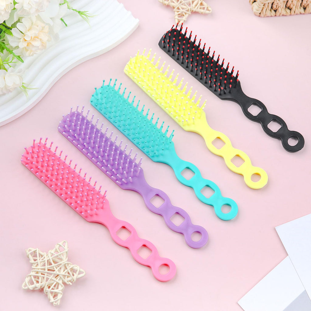 Hair Brushes in Bulk Individually Wrapped for Homeless,Plastic Hair Brush for Curly Wavy Hair,Detangling Hair Brush for Shelter Hotel Nursing Charity (yellow green purple pink black) (pack of 50)