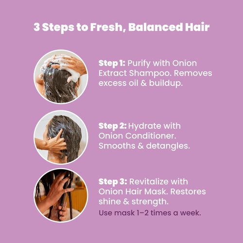 ANYELUZ Onion Shampoo, Conditioner and Hair Mask set, with Onion Extract and Vitamin E, Cleanses and Reduces Oiliness, for all Hair Types