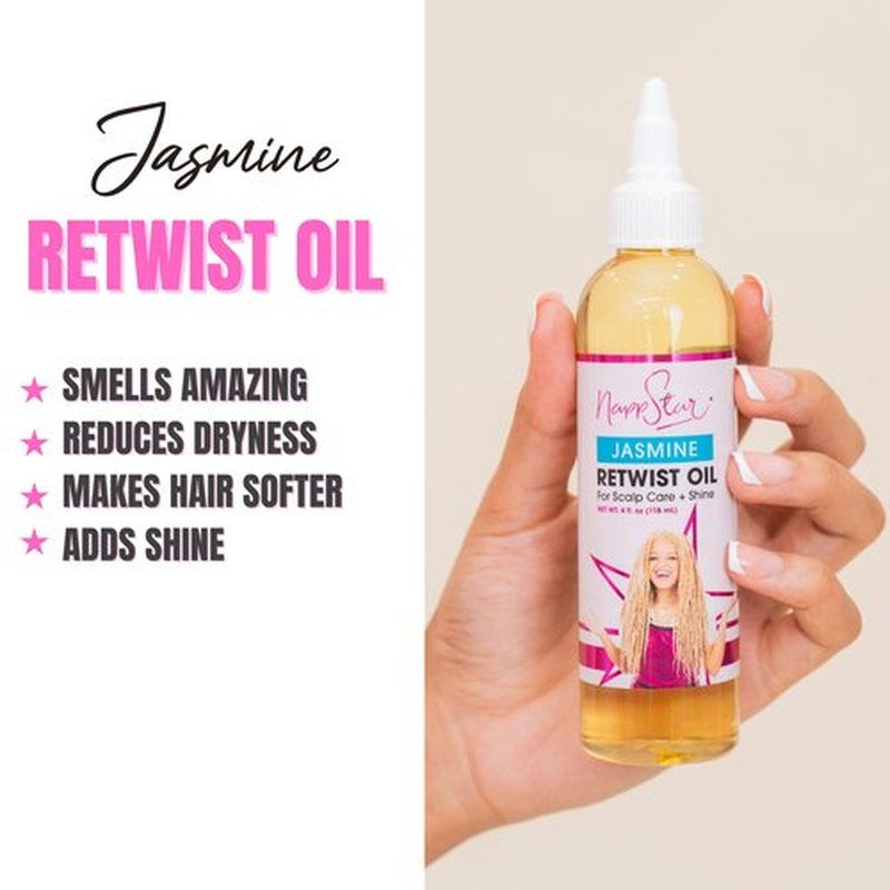 NappStar Retwist Oil, Jasmine Scented Smell Good Loc Oil, Aromatic Hair Care for Dreadlocks with Moisturizing Base, 4 Fl Oz