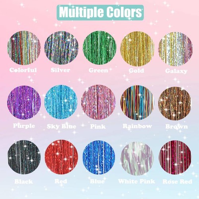 18pcs Hair Tinsel Clip in Hair Tinsel Kit Glitter Tinsel Hair Extensions 20Inch Sparkling Fairy Hair Tinsel Shiny Hair Accessories for Women Girls Kids (Purple)