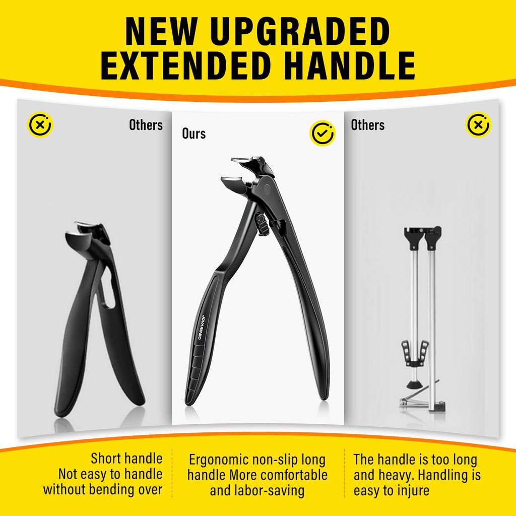 Upgrade Long Handled Toenail Clippers for Thick Toenails for Seniors, Angled Head Large Toe Nail Clippers Set for Men with Lock, Heavy Duty Ingrown Toenail Clippers Slanted Nail Cutter Wide Jaw