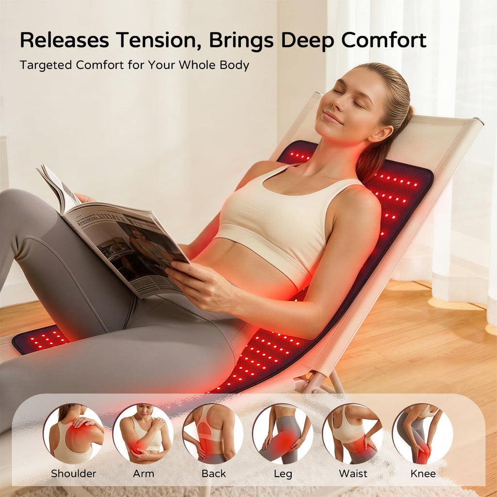39.37"*23.62" Red Light Therapy Mat for Full Body,400 LEDs Near Infrared Light Therapy Pad,660nm & 850nm Light Blanket for Back，Belly， Knee， Waist ，Leg ，Joint Muscle