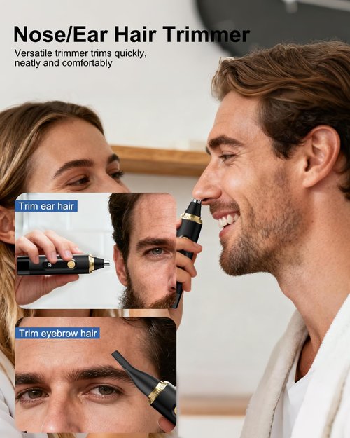 Skiennix Nose Hair Trimmer - Professional Painless IPX7 Waterproof Facial Hair Trimmer | USB Rechargeable, Black