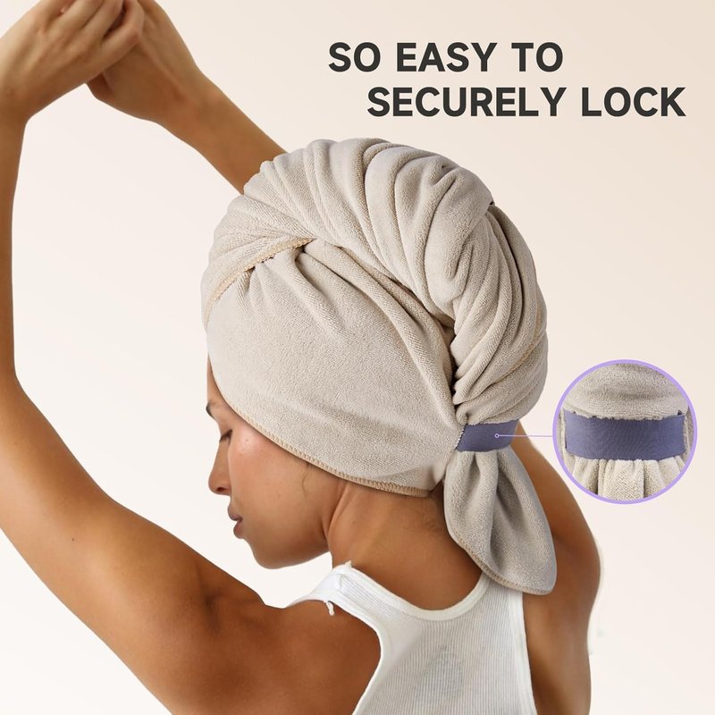 Umisleep Microfiber Hair Towel - Super Absorbent Wrap for Long Curly Hair | 41" x 22" - Camel Color