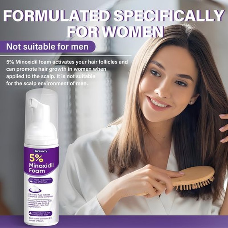 5% Minoxidil Foam for Women Hair Growth Foam Suitable for Hair Thinning Receding Hairline and Hair Loss to Hair Regrowth Get Thicker Fuller Hair