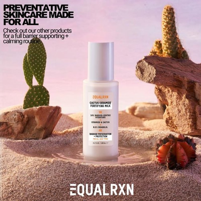 EqualRXN Cactus Ceramide Fortifying Milk - Hydrating Moisturizer with 10% Hydrating Ingredients & 0.5% Bisabolol for Daily Skin Repair & Protection