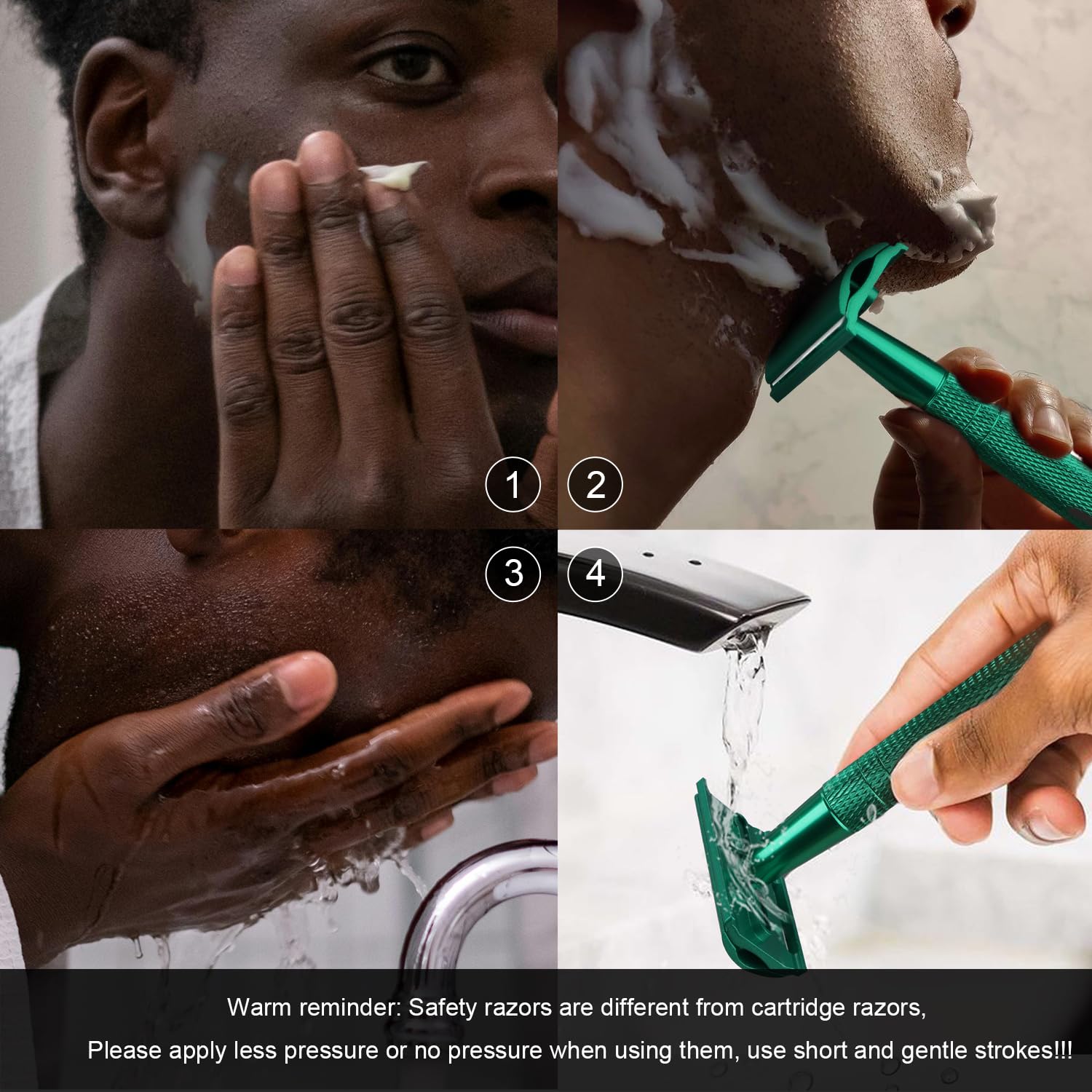 Green Safety Razors for Men and Women, Reusable Metal Single Blade Razor