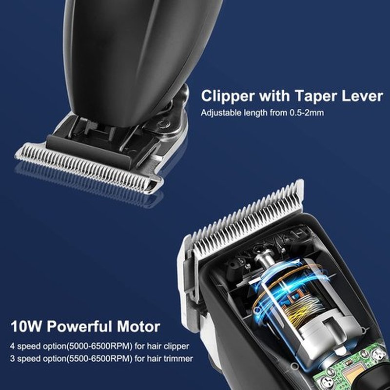 Suttik Professional Hair Clipper and Trimmer Set, Barber Clippers Set for Men Professional Kit, Beard Trimmer Haircut Kit, Cordless Clippers for Hair Cutting,Black
