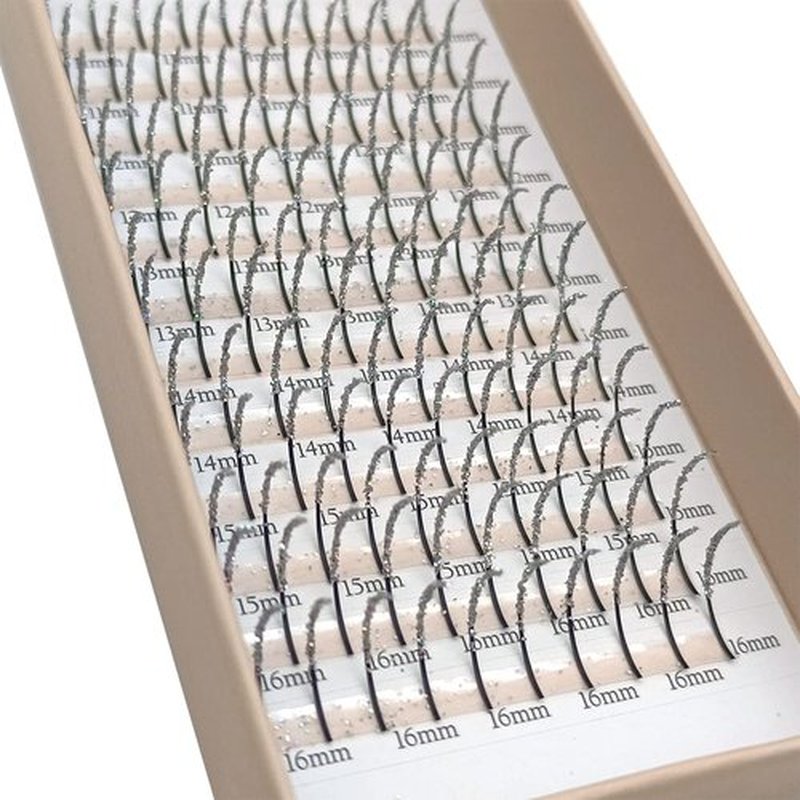 FQNing Silver Glitter Lash Extensions, Mutiple Length 11-16mm Faux Mink Individual Lash Spikes, Long lasting120pcs for Daily, Party, Wedding, Festival (Silver)