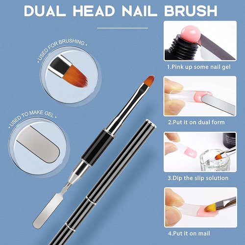 Morovan Nail Slip Solution Kit: 2.5 OZ Anti‑Stick Gel Liquid for PolyGel Nails with Dual‑Ended Brush & Nail Forms Ideal Easy Spread for Beginners