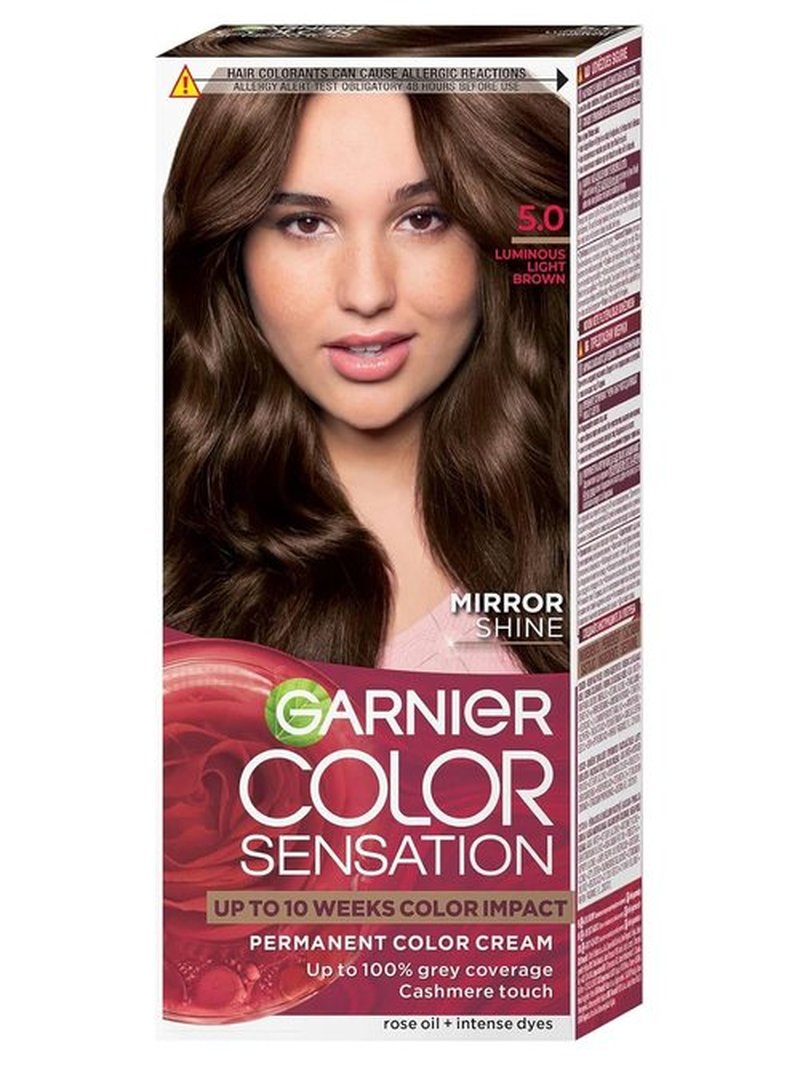 Garnier Color Sensation - Permanent Hair Coloring Cream - Luminous Light Brown 5.0