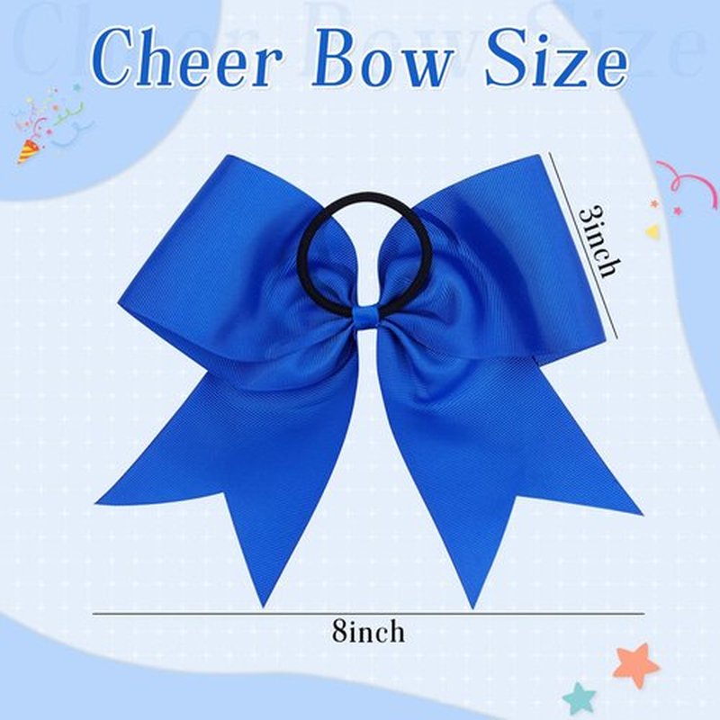 CN 30PCS 8" Large Cheer Bows, Cheerleading Bows Ponytail Holder for Girls, Grosgrain Ribbon Cheer Hair Bow with Elastic Hair Tie for Cheerleader College Sports Softball Competition (Blue)