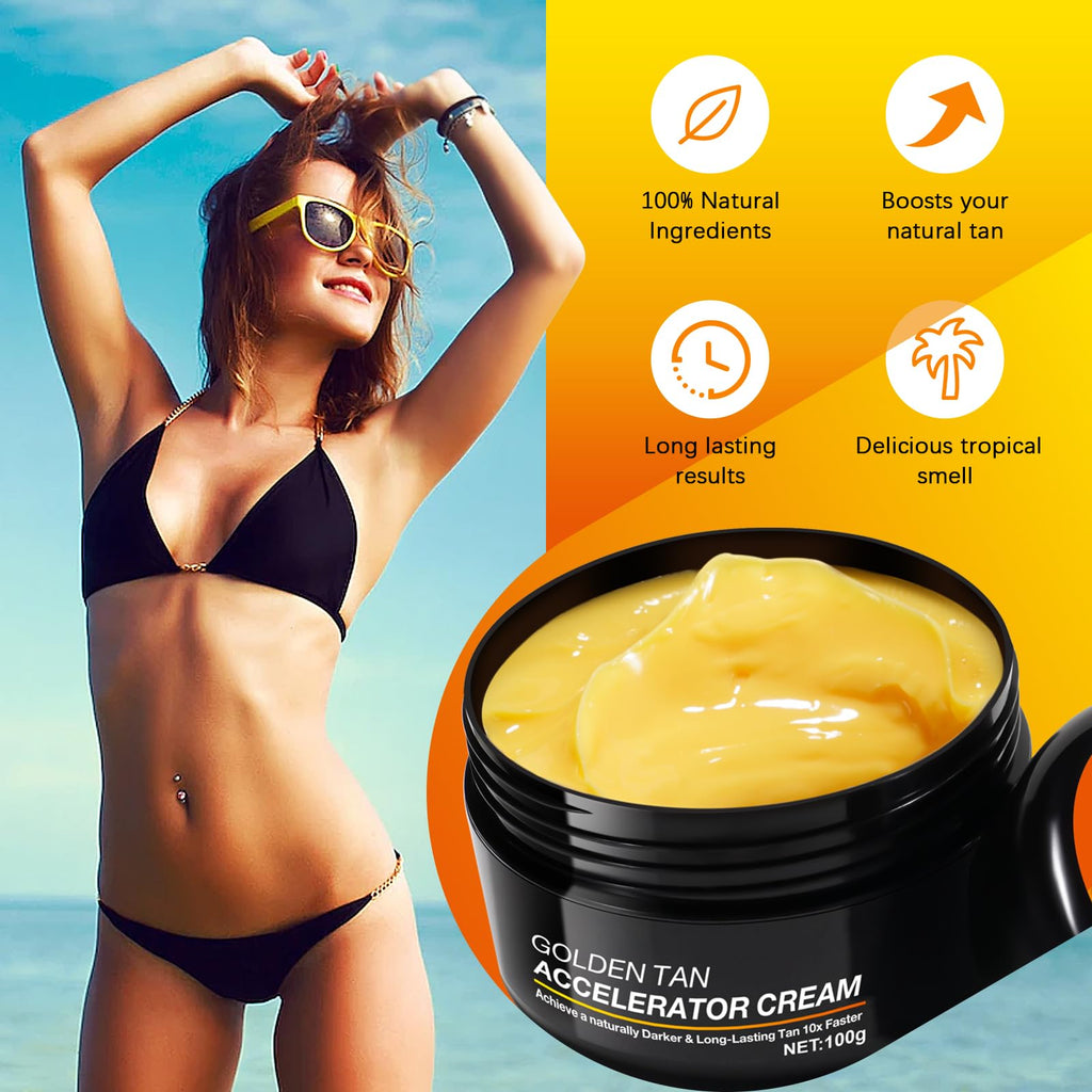 Tan Accelerator Cream, Natural Tanning Lotion for Face & Body | Indoor & Outdoor Use,Best Tanning Lotion to Get Dark Fast, Long-Lasting Glow(2-Pack)