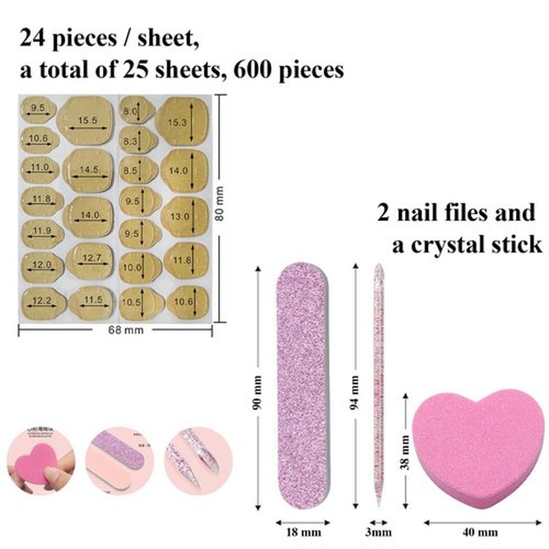 Nail Adhesive Tabs, Sticky Tabs for Nails, Strong Nail Glue for Press On Nails, Waterproof Stickers (24 Sheets and Tool kit)