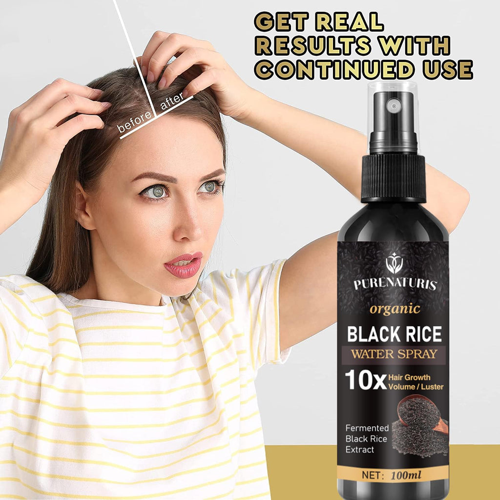 PureNaturis Castor oil Ginger Rice Water for Hair Growth Serum - Leave-In Spray for Men & Women, Effective for Hair Loss, Dry Damaged Hair, Hair Regrowth for Thicker, Fuller, Longer Hair, 3.5 fl oz