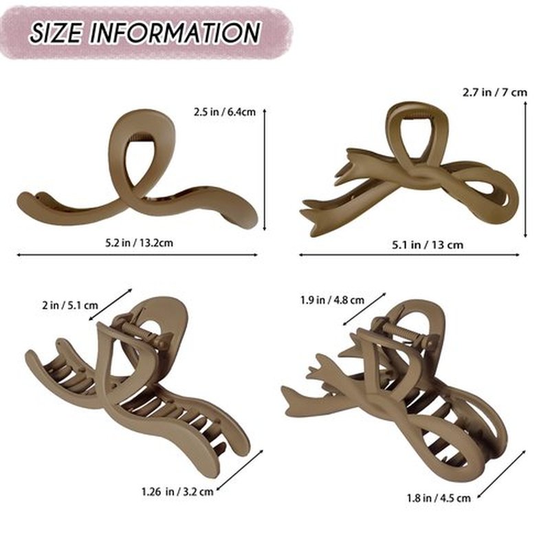 COLLIBEL 5.2 Inch Extra Large Claw Clips - 6 Pcs for Thick Hair, Women's Matte Bow Ribbon Style Hair Claws