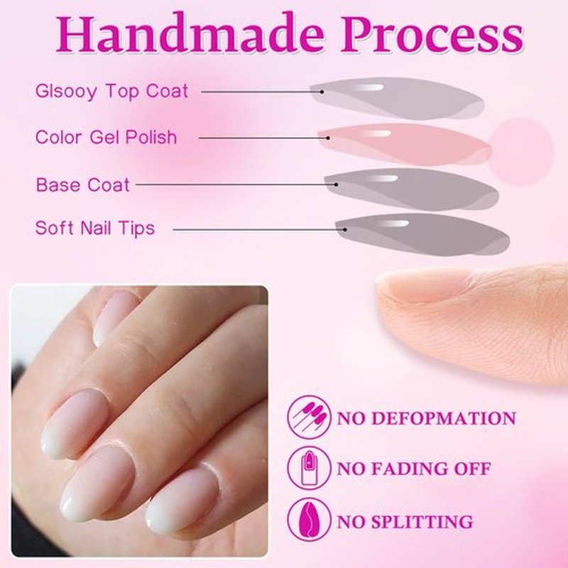 LuckForever 168pc Ombre Press on Nails Short Oval Fake Nails with Tabs, Round Almond Nails Press ons Nail Ombre Glue on Nails Short Fake Nail Stick Full Cover Acrylic Nails Artificial Fingernail