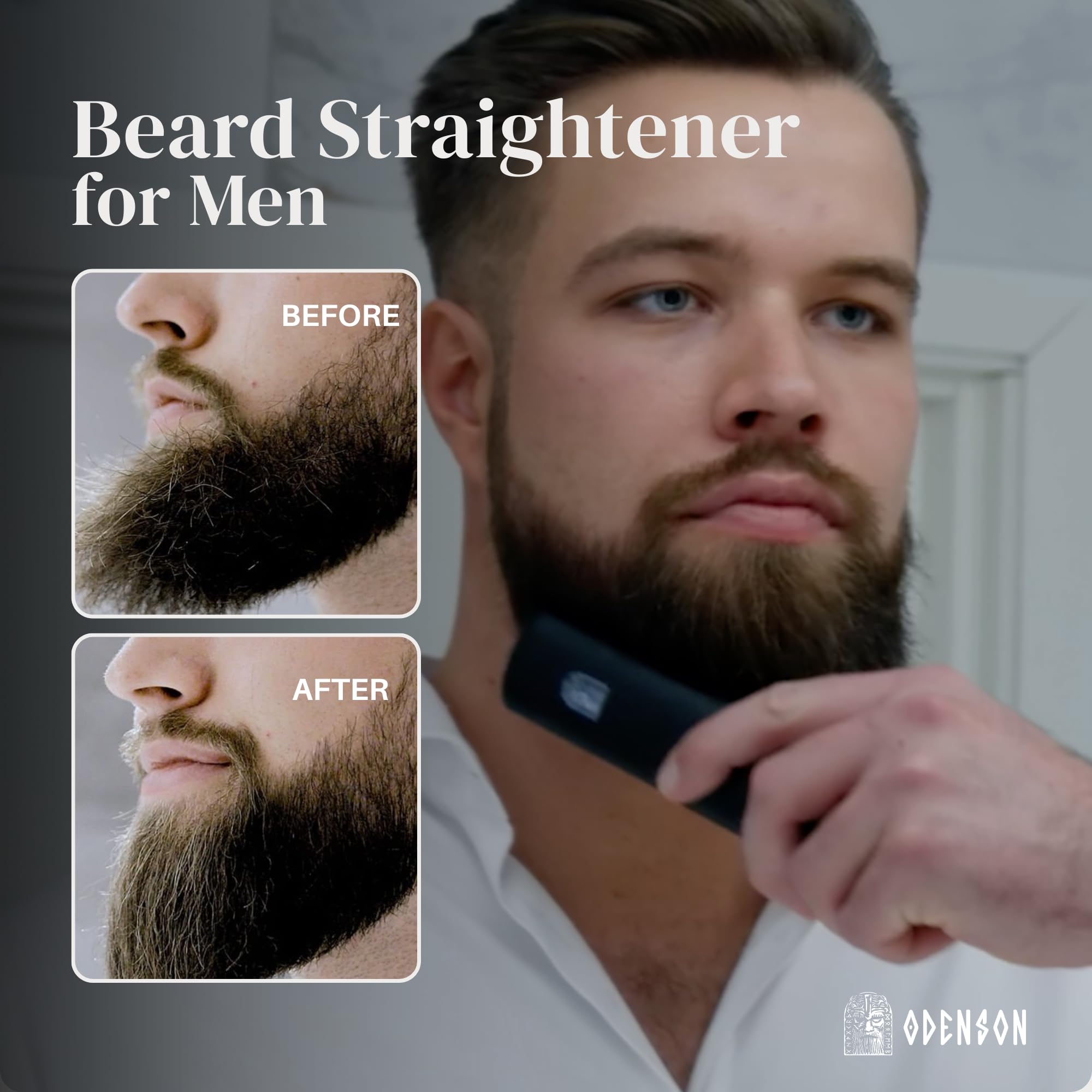 Odenson Beard Forger - Ultimate Tool, Cordless Heated Brush and Straightener for Beard and Hair, Heated Comb for Beard Styling and Care