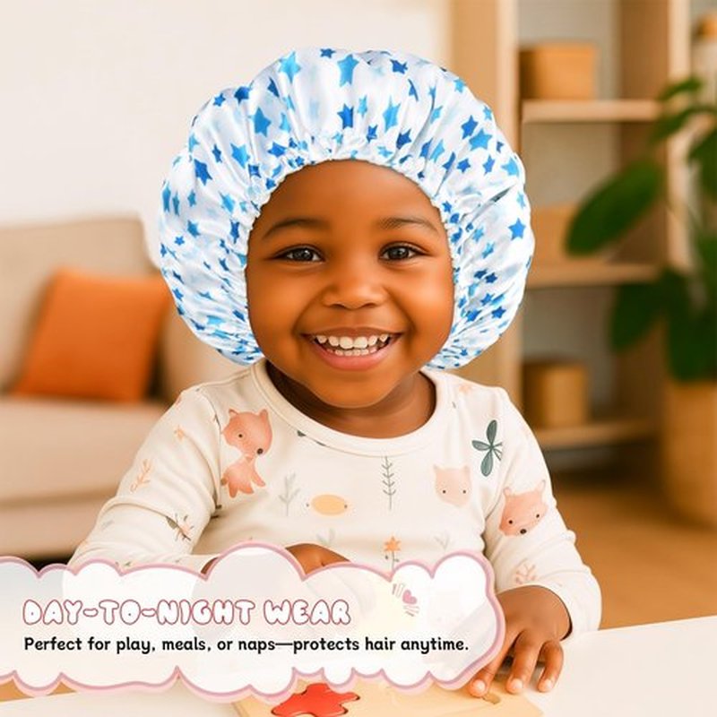 2PCS Baby Silk Satin Bonnet for Sleeping, Adjustable Infant Night Cap, Double Layer Toddler Bonnets for Infants (0-6 Months)
