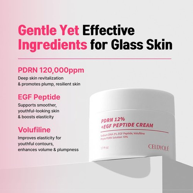 CELDYQUE PDRN 120,000 ppm EGF Peptide Cream – Volufiline & Salmon DNA + 12% Phyto PDRN – Post Microneedling Aftercare Anti-Aging Face Cream w/Niacinamide & Hyaluronic Acid 1.7 oz