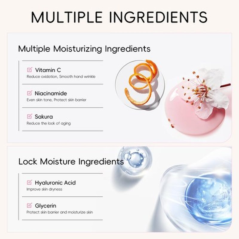 LAIKME Hand Cream for Dry Cracked Hands - Sakura Moisturizing Hands Lotion for Women Teengirls Holiday Gifts - Instant Hydration Long Lasting Hand Moisturizer for All Skin Non-Greasy, 7.05 Oz / 200g