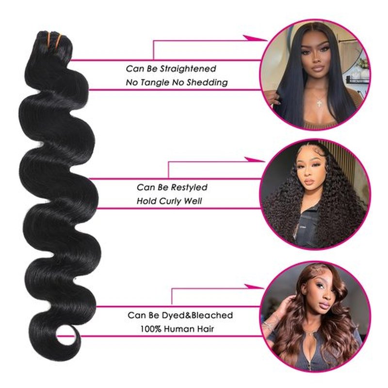 PIAPIA 16A Raw Body Wave Human Hair Bundles Human Hair 100% Unprocessed Brazilian Boutique Virgin Hair Extensions,Double Wefts,Triple Lifespan (Body Wave 1 Bundle, 22 inch)