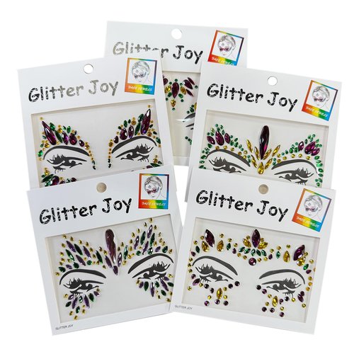 Halloween Face Gems Face Jewels Sticker Eyes Body Gem Sticker Temporary Face Tattoos,5-Pack, Multi-Color
