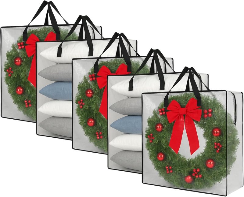 Clear Wreath Storage Bag by [Brand Name] - 26 Inch Square Organizer with Zipper & Handles | Multi-Purpose Tote for Holiday Decor & More