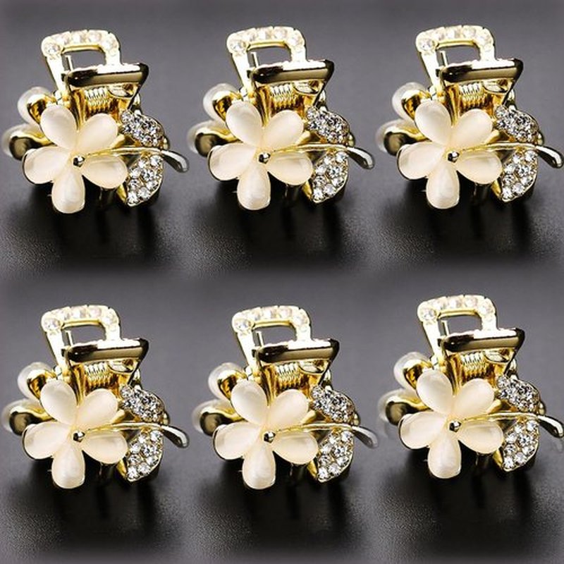 Small Hair Claw Clips, Opal Rhinestone Hair Clamps, Grip Crystals for Thick, Thin, Long or Short Hair