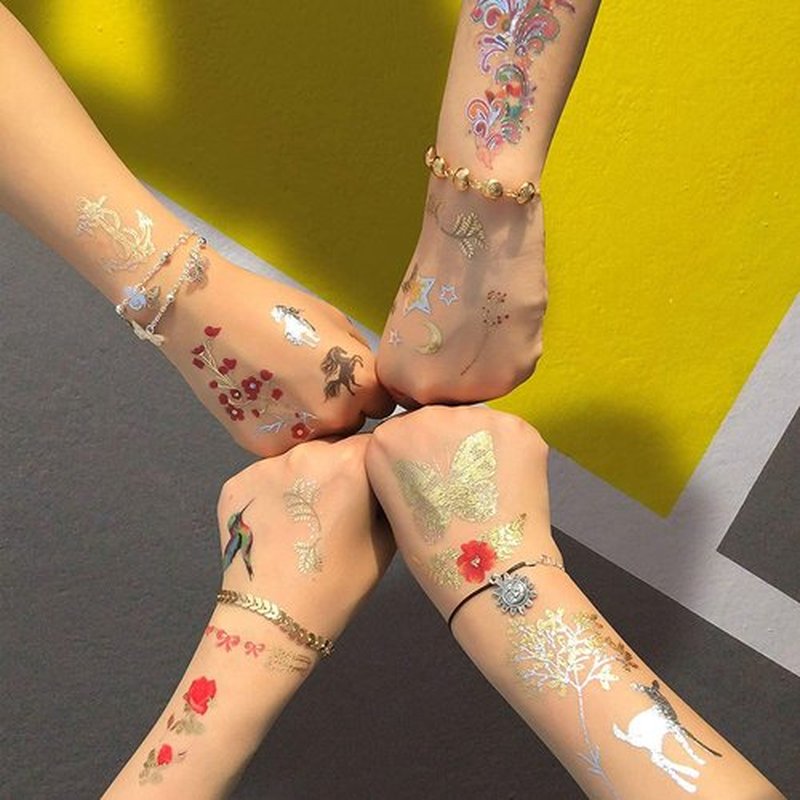 CUTELIILI Metallic Temporary Tattoo 260+ Gold Silver Fake Tattoos for Women,Flash Jewelry Gold Tattoos Waterproof and Long Lasting