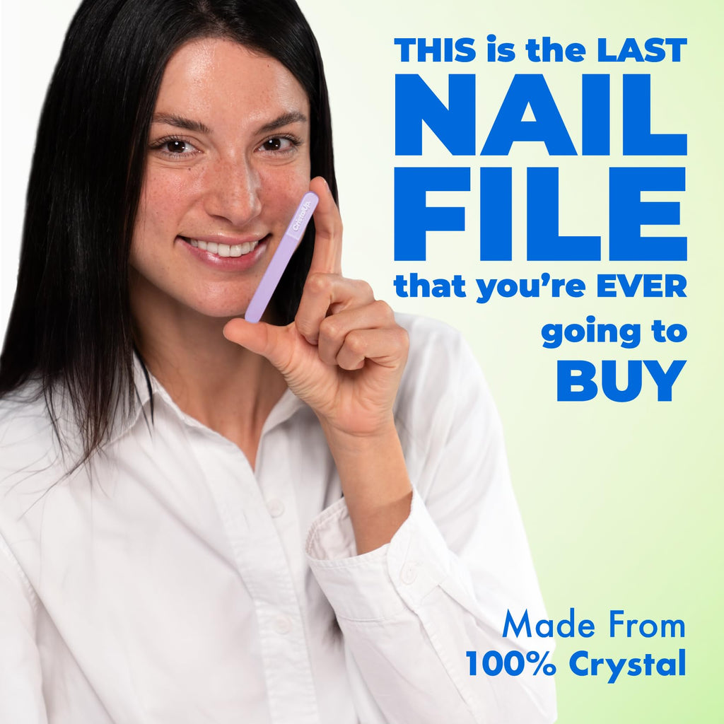 Crystal Nail File 4 in, Glass File Ideal for Purse, Durable, Safe and Gentle on Nails, Perfect for Travel Home, Office and On the Go, Portable Design