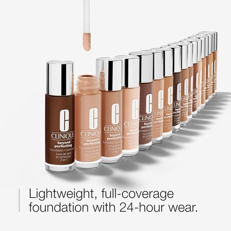 Clinique Beyond Perfecting Foundation & Concealer - Full Coverage for All Skin Types | Natural Matte Finish