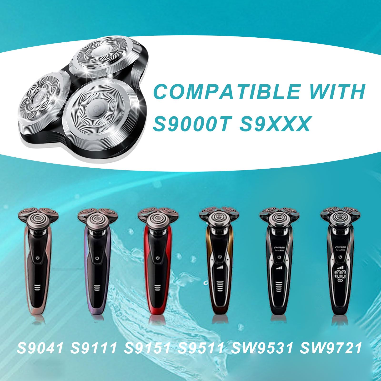 New Upgrade SH90 Replacement Shaver Heads Compatible with Philips Norelco Series 9000 (S9000) Shavers Replacement Heads (SILVER(1pcs))